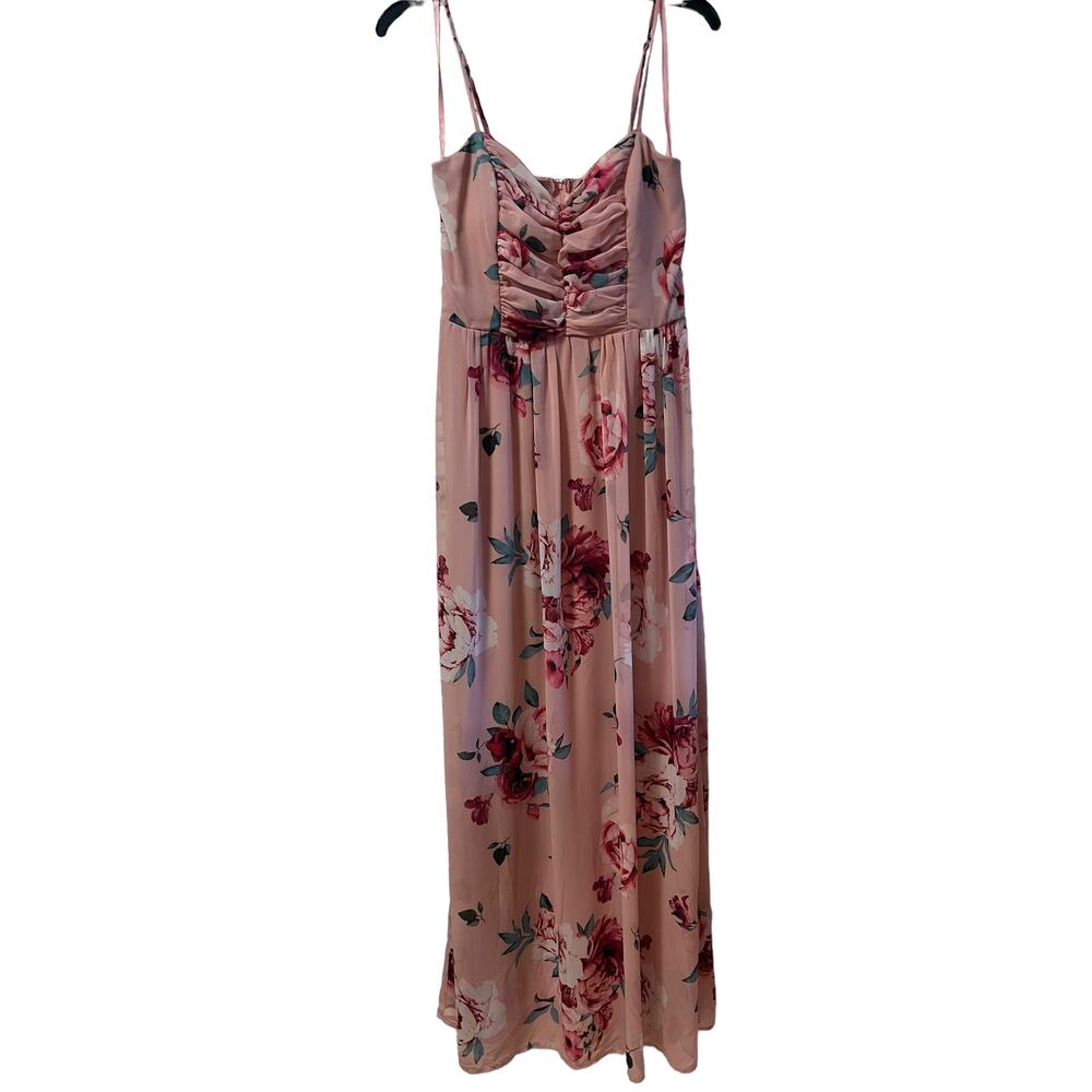 NWT Trixxi Maxi Pink Floral Spaghetti Strap Gown Juniors Sz7